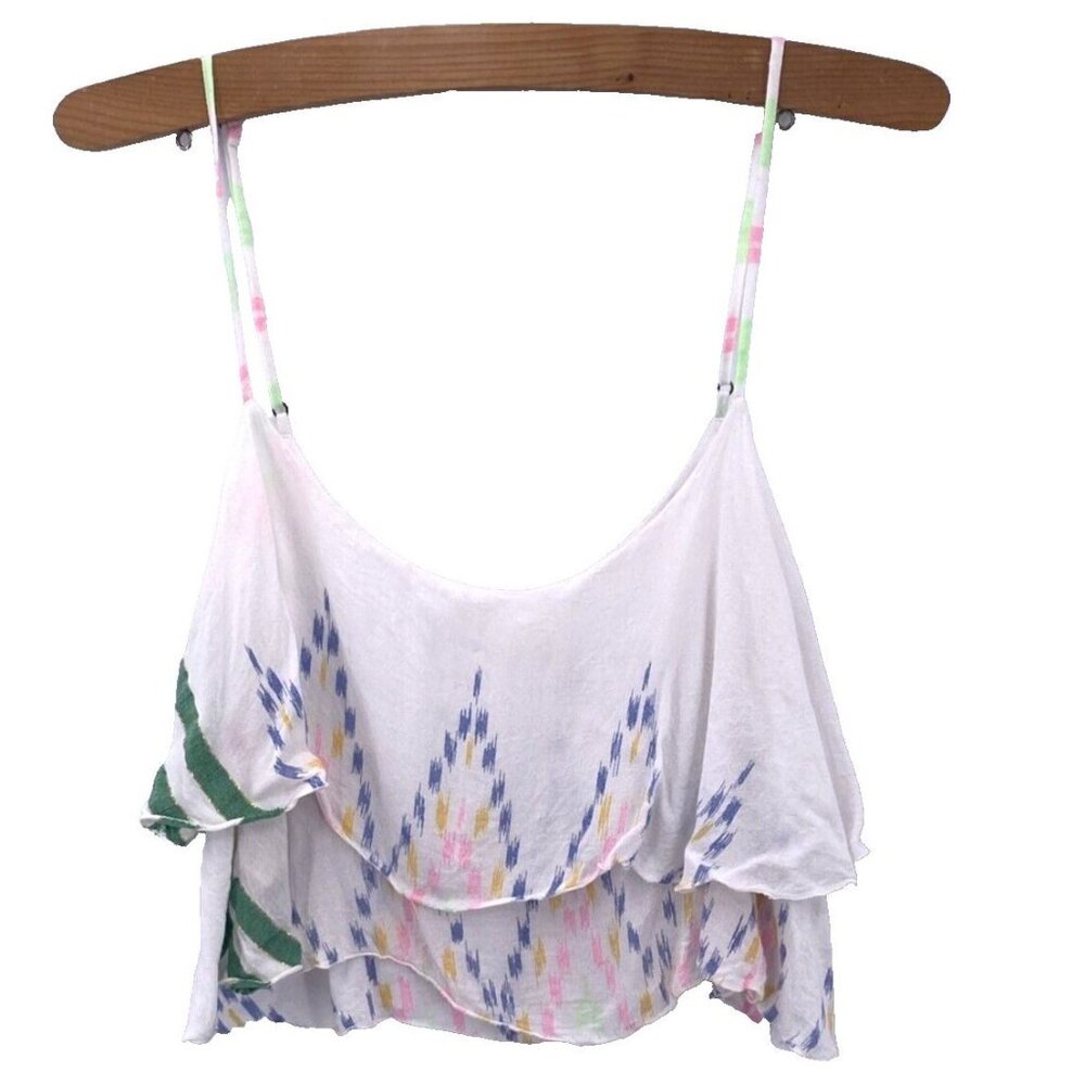 Indah Top S Cropped Ruffle Cotton Tank Flowy Southwestern Boho Hippie Fairycore